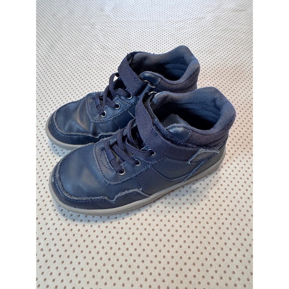 Stride Rite Ryker Boys Navy Blue Leather High Top Sneakers SRT Size 11W CB007404
